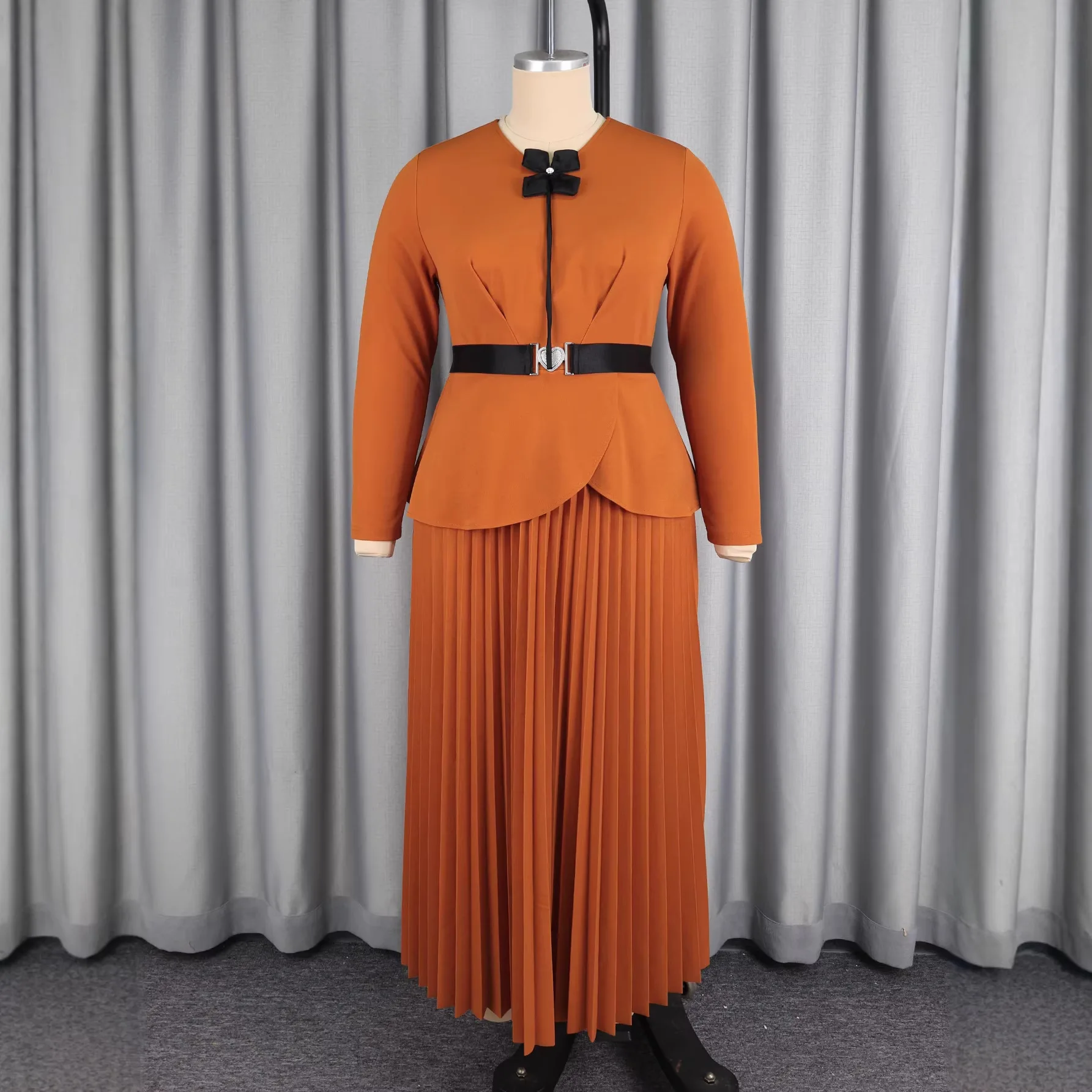 

Африканские плиссированные платья больших размеров L-4XL для женщин, летние африканские платья с длинным рукавом, круглым вырезом, из полиэстера, для вечеринок и торжеств, длинные макси-платья