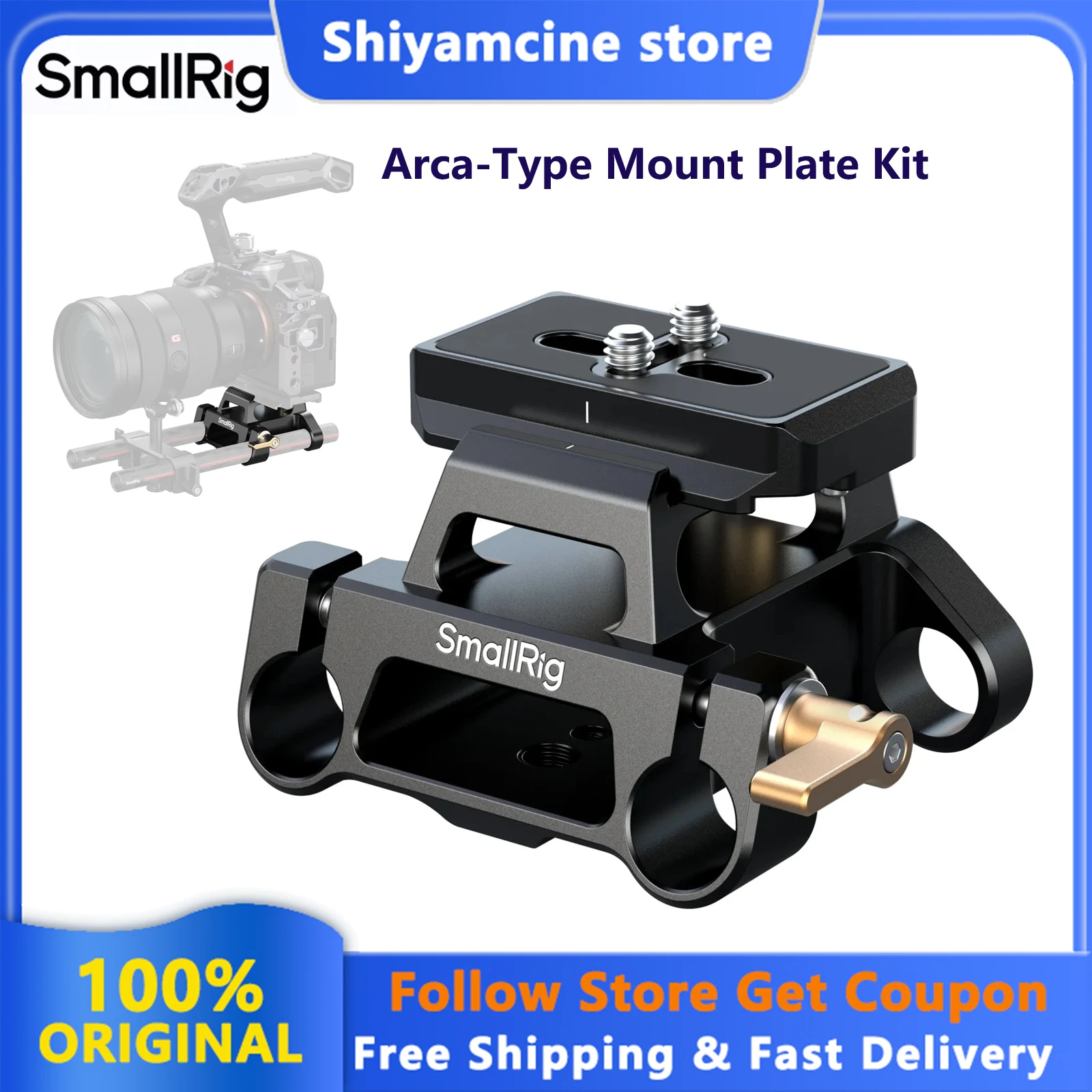 

SmallRig Arca-Type Mount Plate Kit with 15mm Dual Rod Clamp for Extend Follow Focus, V-Mount Battery Plates -5365