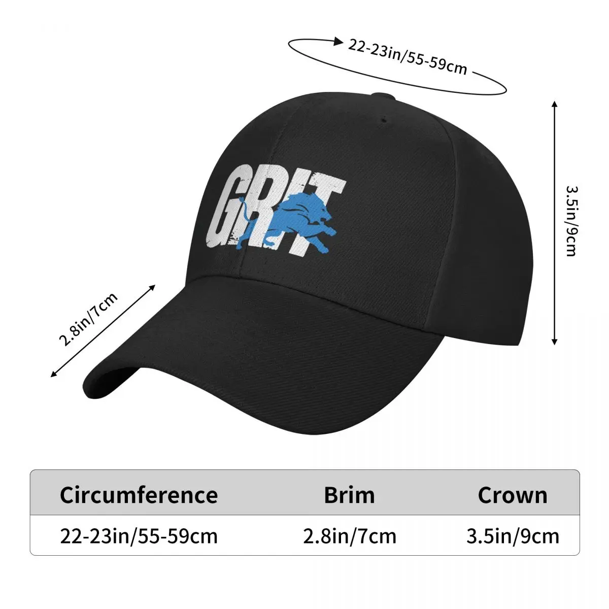 New Unisex Retro Detroit Lions Grit Logo Baseball Cap