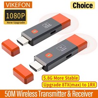 50M 5G 1080P HDMI Wireless Audio Video Transmitter Receiver Extender 8 TX to 1 RXs PS4 Camera Laptop PC to TV Monitor Projector