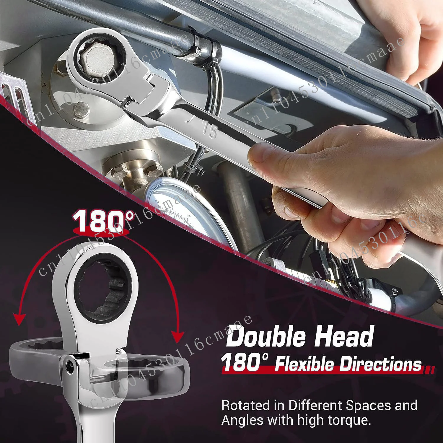 17 extra-long flex-head ratchet-etched wrenches with sleeve set, cr-v steel, 14mm, 19mm wrenches and 12-piece sleeves