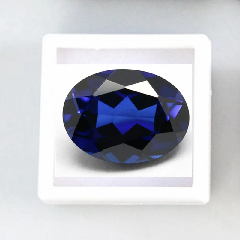 

Loose Blue Sapphire Oval Faceted Cut Test Sapphire VVS Loose Gemstone Rings DIY Making Jewelry