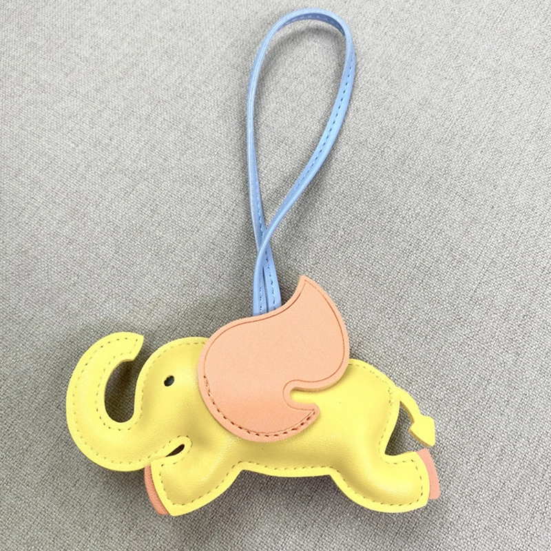 Trendy Designer PU Leather Wing Flying Elephant Hanger Keychain Pendant Decoration For Ladies Bag Charm Accessorie Ornament Gift