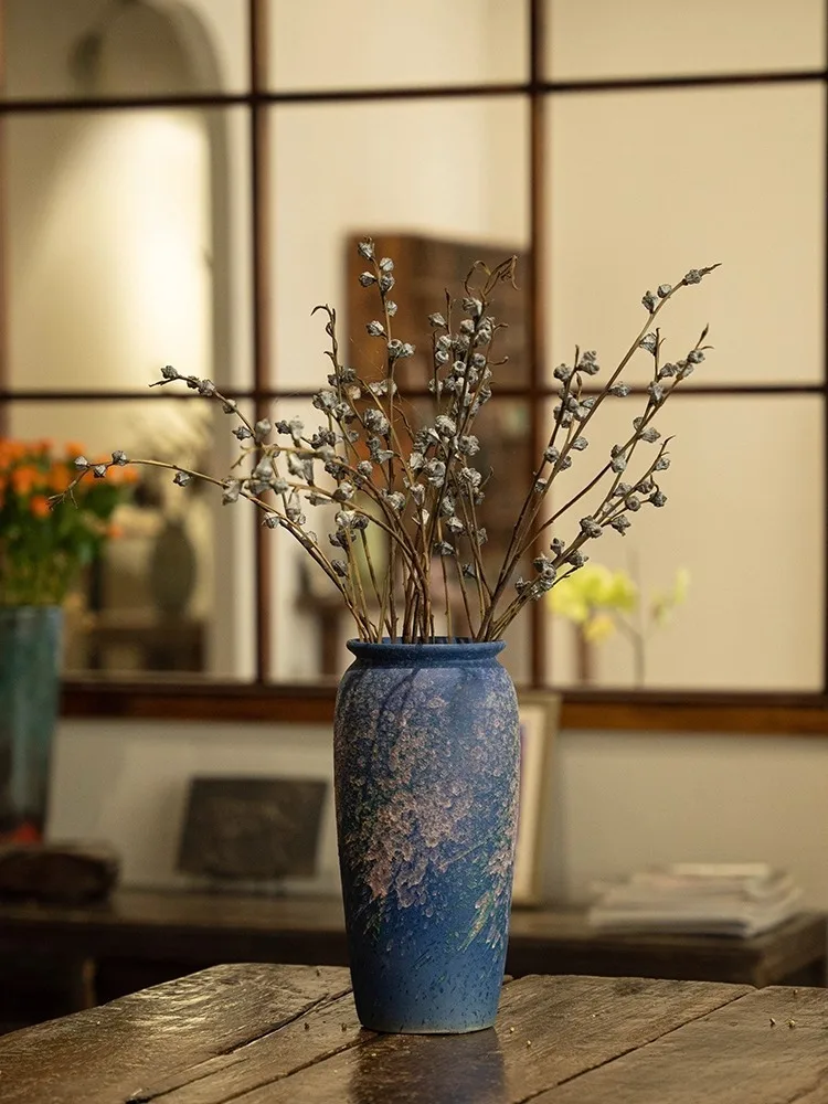 Ceramic Vase Decorations Home Ornaments New Chinese-style Living Room Flower Arrangement Cabinet Hydroponic Coarse Pottery Jars
