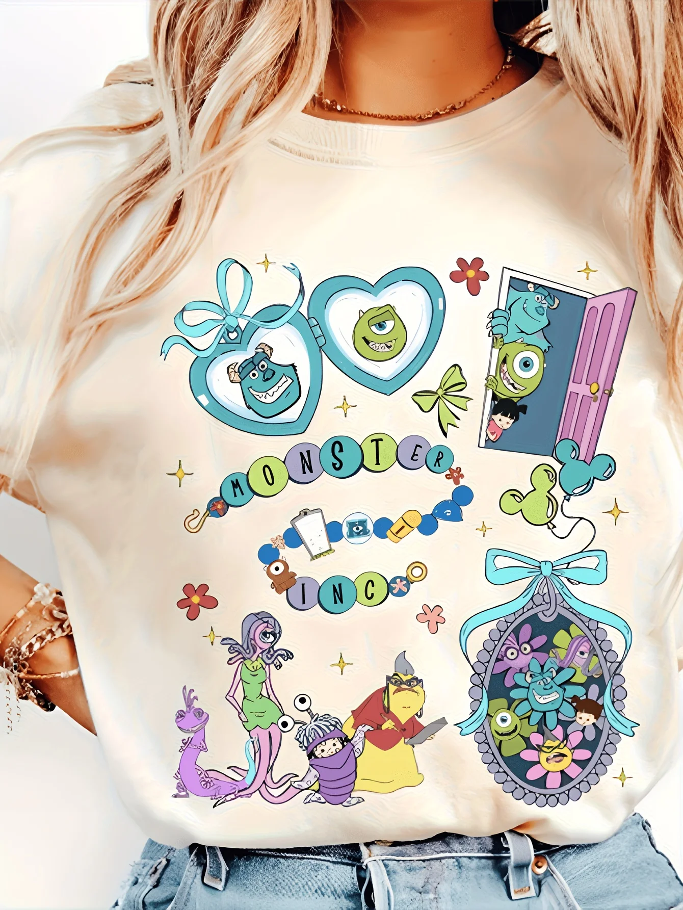 

Disney Monsters Sulley&Mike Wazowski Summer Men's and Women's Short sleeved T-shirt