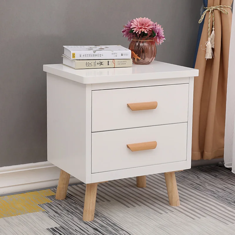 Solid wood bedside table Simple modern bedroom Bedside storage cabinet Complete storage cabinet
