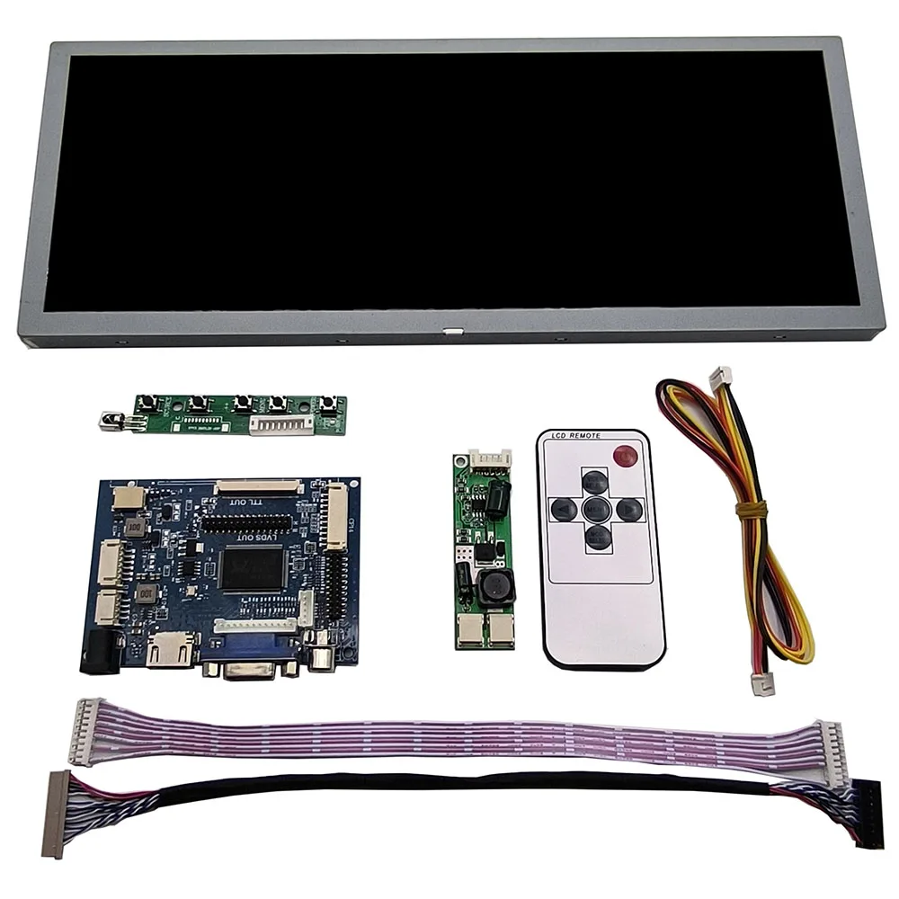 Lwfczhao-kit com tela lcd 12, 3 polegadas, 1280x480, hdmi, dvi, vga, 2av, painel de controle, monitor, lq123k1lg03