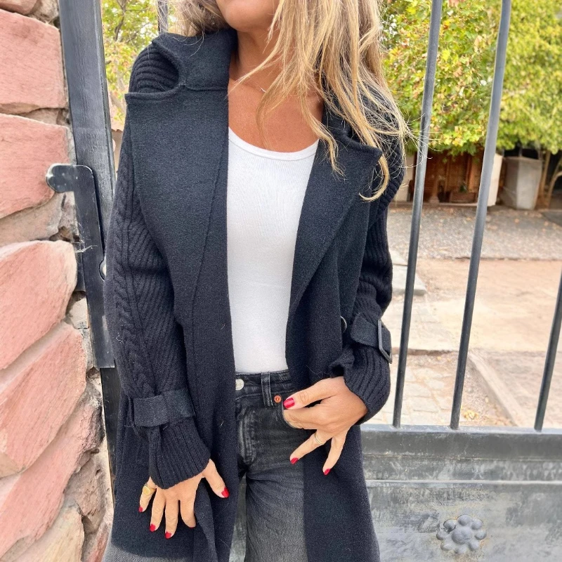 Fall/Winter 2025 Women's Knitted Double-Sided Long Coat Cardigan Coat