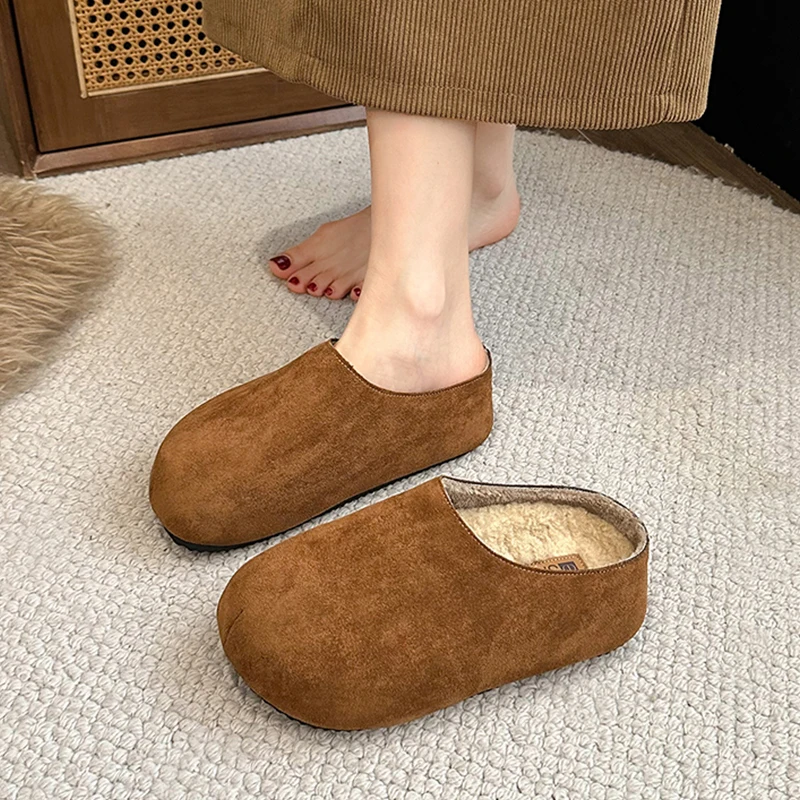 Cover Toe Shoes Woman 2024 Slipper Warm Pantofle Platform Winter New Slides Shoes Winter Woman Slipper Pantofle Cover Toe Platfo