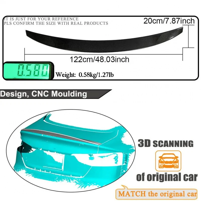 Accessories Premium Car AccessoriesCar A5 Sedan S5 Real Carbon Fiber Trunk Spoiler Rear Bumper Wing Body Kit Durable 4