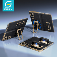 Eary Dual Strap Phone Case for Samsung Galaxy Z Fold 6 Leather Case With Magnetic Grip 360° Rotation Stand Shockproof Protector