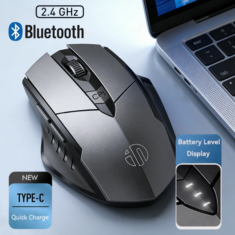 

Беспроводная перезаряжаемая Bluetooth-мышь или беспроводная мышь PM6 2.4G, бесшумная, для офиса, поддерживает ПК, ноутбук, планшет, смартфон, универсальная мышь