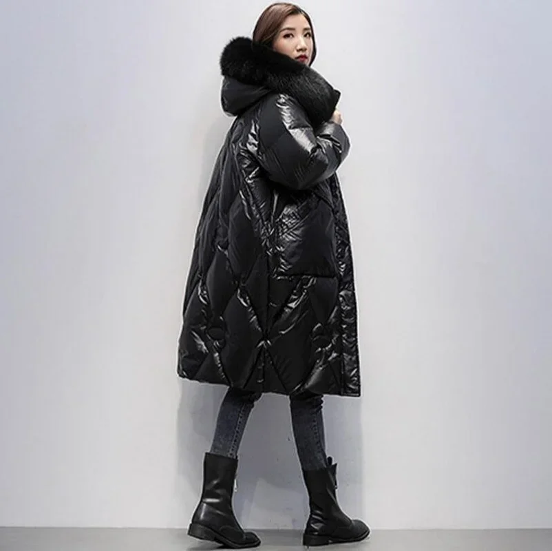 2025 jaqueta feminina espessada no inverno para retenção de calor casaco feminino médio longo elegante suave sem lavagem solto