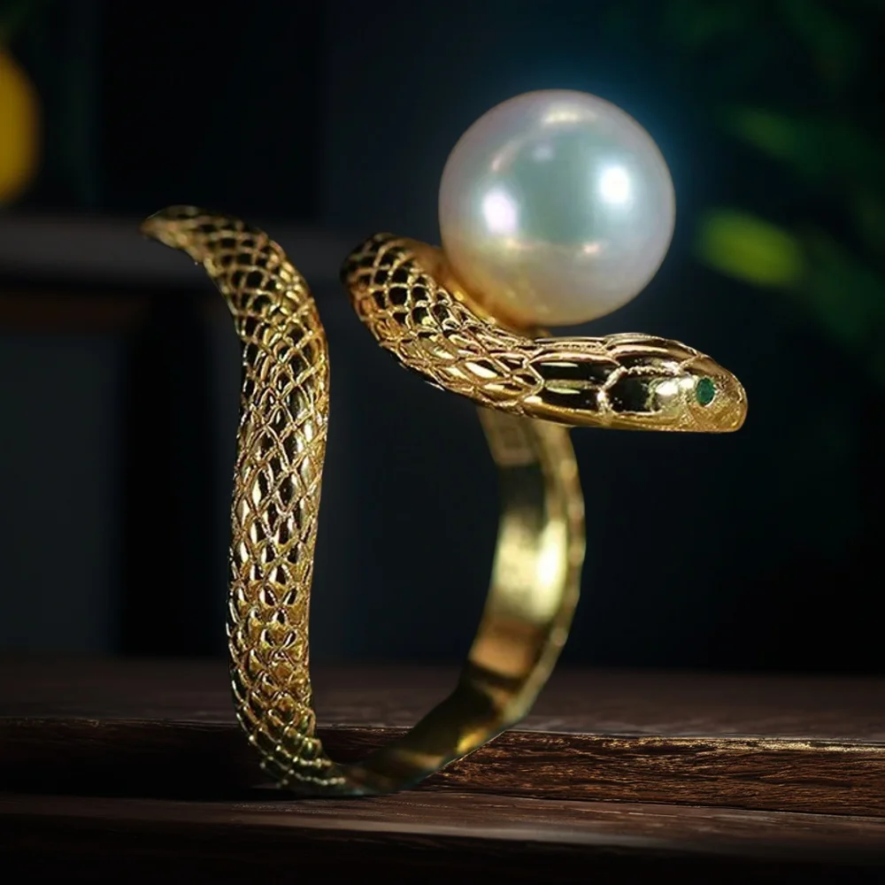 

3 шт. DIY жемчужные аксессуары 925 серебряное жемчужное кольцо пустой держатель, змеиный золотой серебряный держатель для колец с круглыми бусинами диаметром 6-8 мм