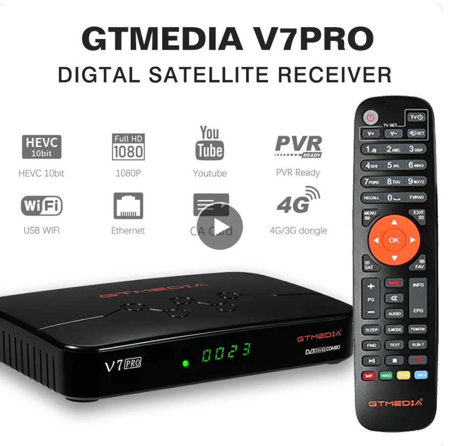 

Спутниковый ТВ-ресивер GTmedia V7 PRO DVB-S/S2/S2X + T/T2 с поддержкой USB WIFI BISS Auto Roll DRE Biss key PVR CA CARD, Италия, США