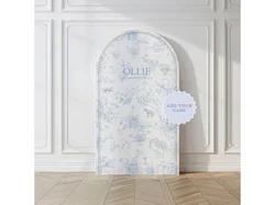 Mehofond Arch Backdrop Elegant Blue Pink Floral For Baby Shower Newborn Decor Safari Hot Air Balloon 2-Sided Background Prop