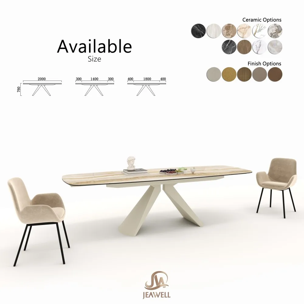 European Style 8 Seater Dining Table Set Extendable Sintered Stone Top Stainless Steel Beige Legs Elegant for Home Restaurant
