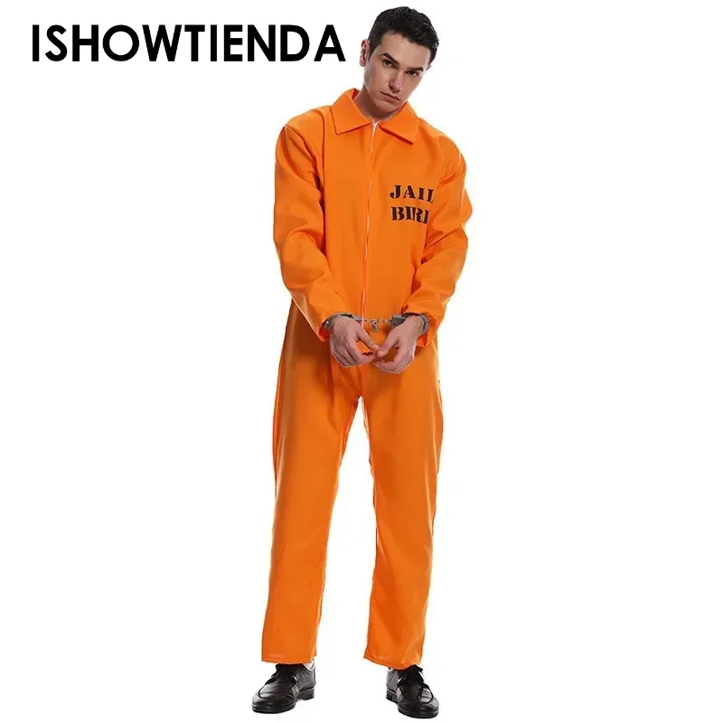 New Arrival Unisex Halloween Overall Costume Prisoner Red Orange Jumpsuit Men's Serial Killer Cosplay Uniform Horror Movie