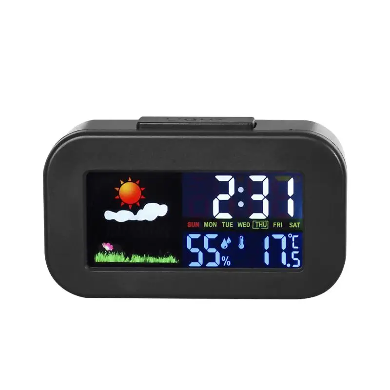 Intelligent Weather Station Clock With Color Display - Temp & Humidity Monitor Backlit For Kids & Teens Bedroom/Dorm Desk...