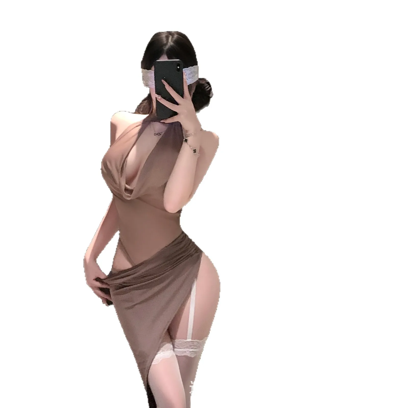 Sexy Office Secretary Cosplay Women Halter Backless Bodycon Hip Wrap Skirt Set Nightclub Party Uniform Nightclub Cute Temptation