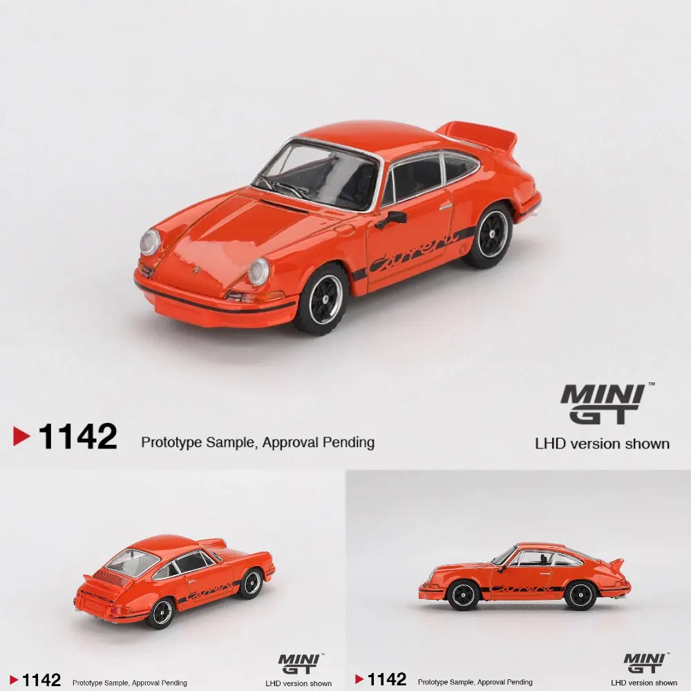 MINIGT 1/64 911 Carrera RS 2.7 Tangerine Black Livery Diecast Model Car Blister Packaging Display Collection Gift for Car