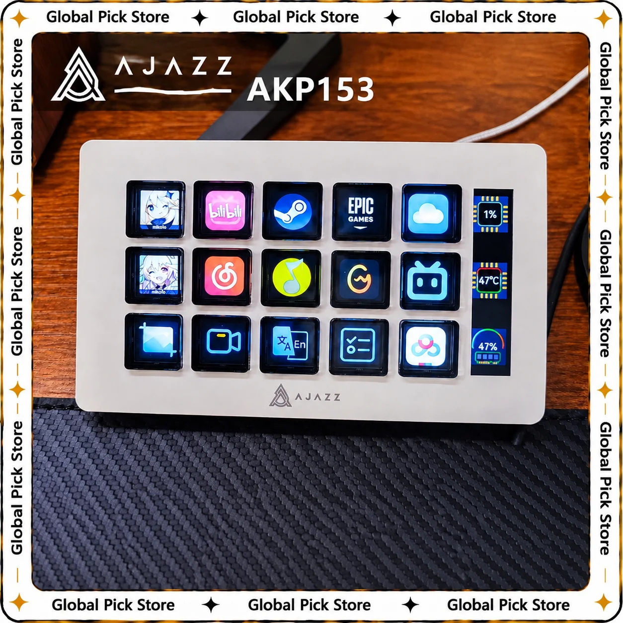 AJAZZ AKP153 Multifunction Control Panel Desktop Assistant Smart 12-Key Mini Keyboard Suitable For Multiple Scenarios Office
