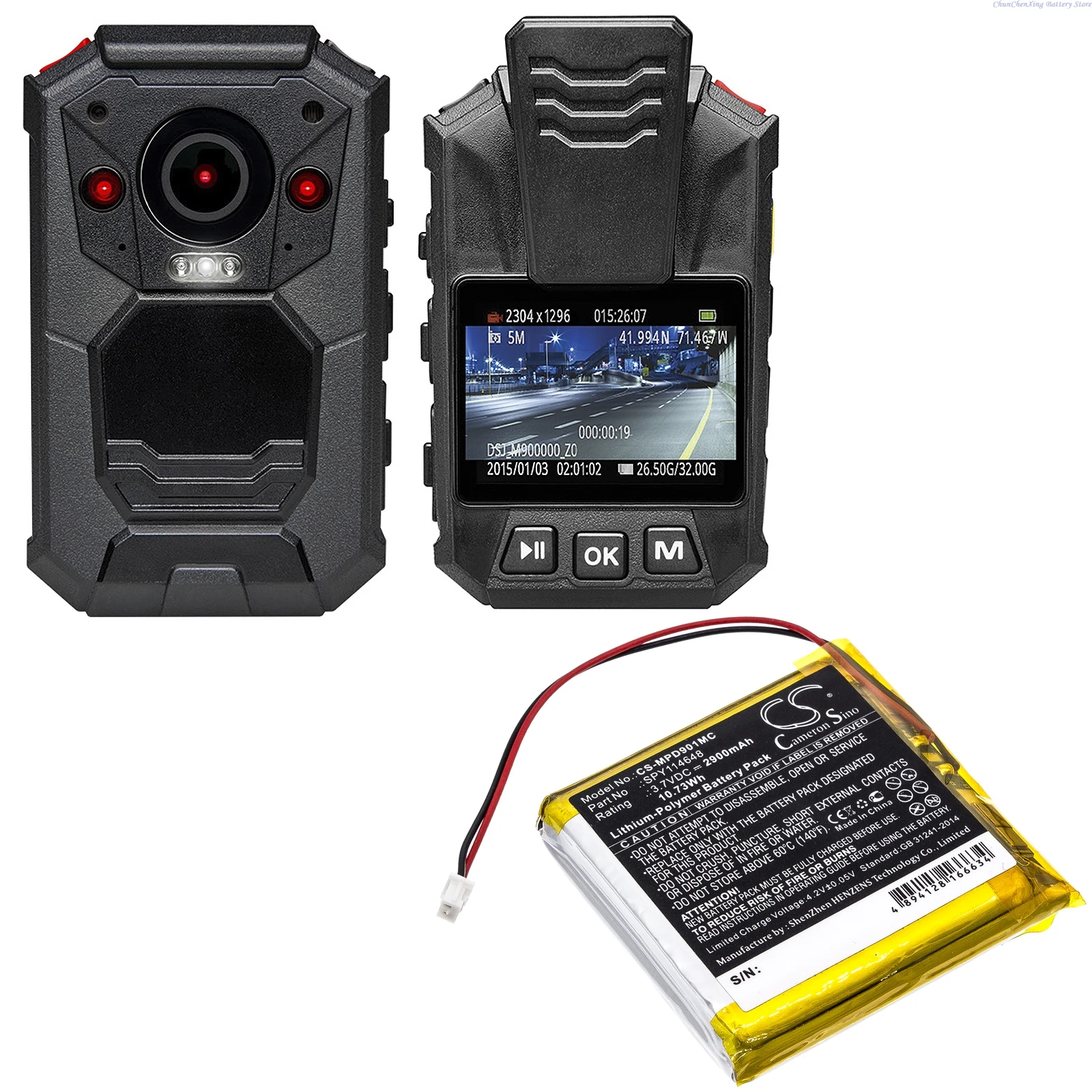 3.7V 2900mAh Body Camera Battery SPY114648 for Marantz PMD-901V +TOOL