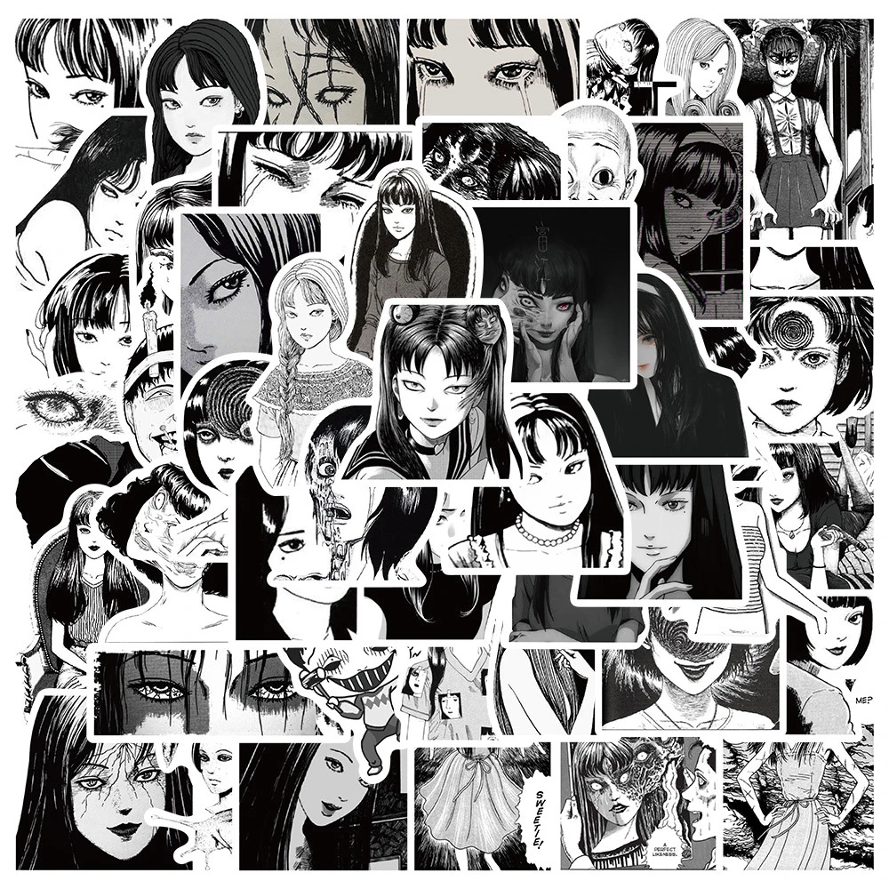 10/30/50pcs Horror Manga Kawakami Tomie Stickers Junji Ito Classic Anime Sticker Skateboard Car Notebook Phone Waterproof Decals