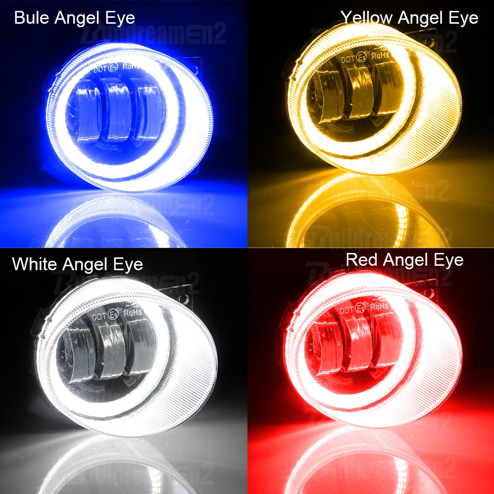 2 X Angel Eye Fog Light Assembly For Volkswagen VW Caddy 3/III 2004-2009 30W Car Right + Left LED Lens Fog Daytime Lamp DRL 9006