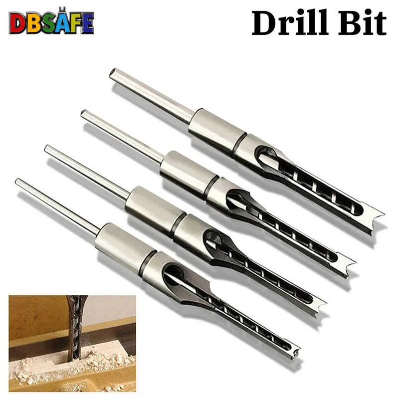 1-4pcs HSS Square Hole Drill Woodworking Drill Tools Auger Mortising Chisel Drill Set DIY Furniture Square Woodworking Drill