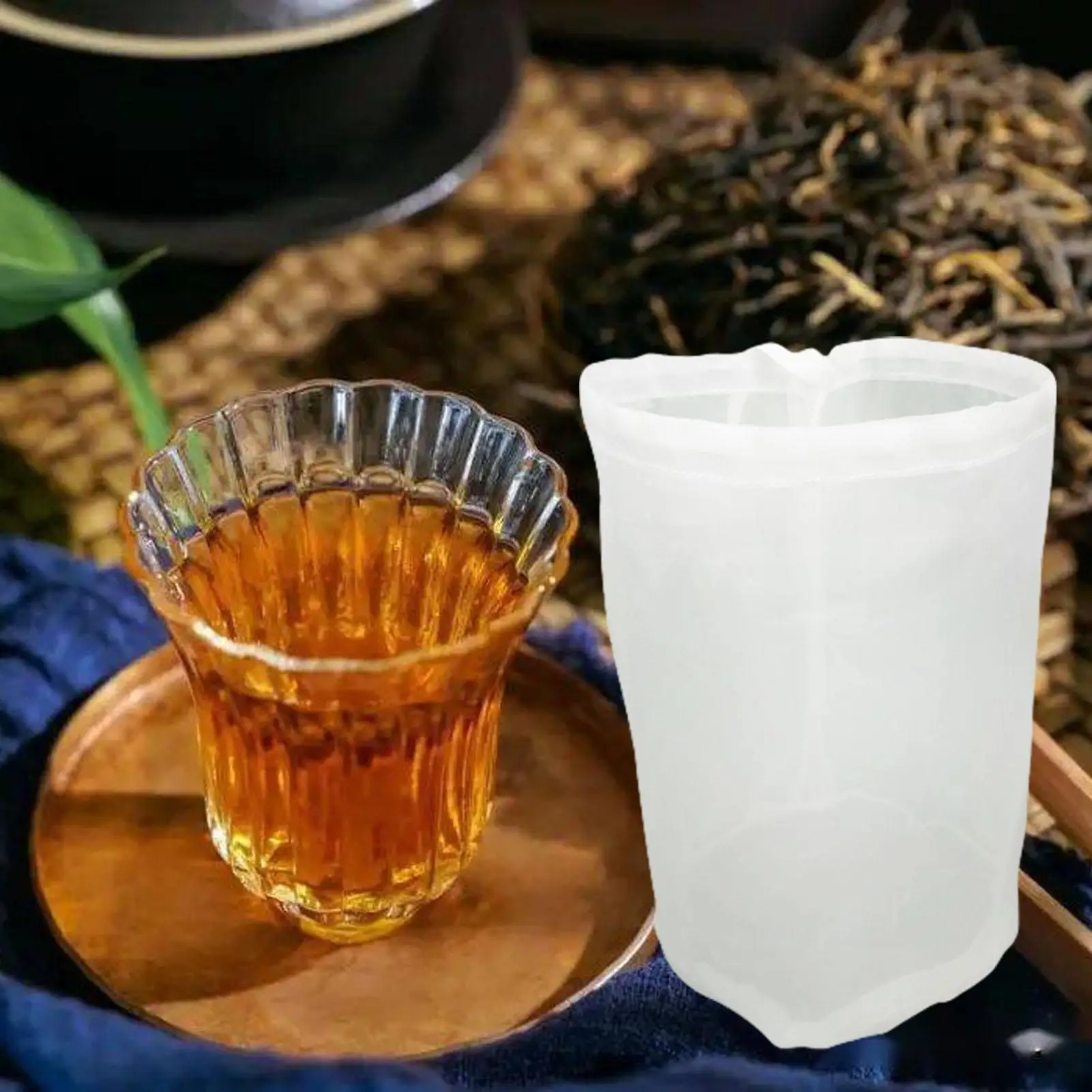 Nylon Mesh Brewing Strainer Bag, 8 Sizes Reusable Filter For Wine Beer Nut Fruit Milk Tea, Homemade Cold Hot Drink SedimentClean