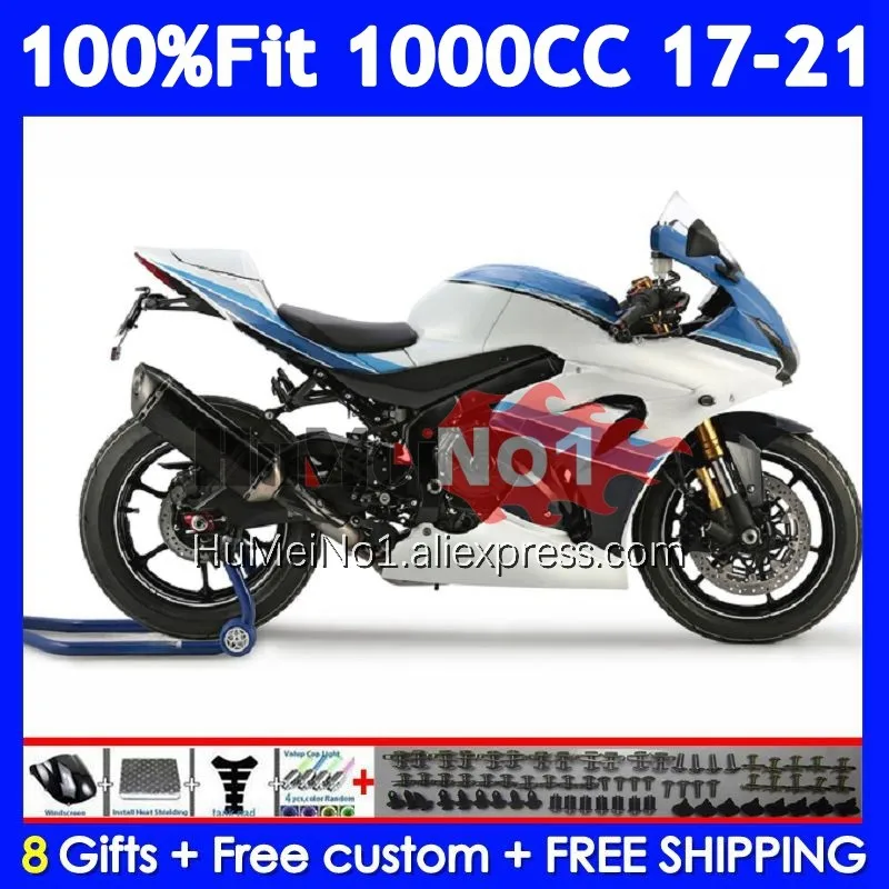 Injection For SUZUKI GSXR1000 GSXR 1000 L7 122No.198 K17 GSXR-1000 17 18 19 20 21 2017 2018 2019 2020 2021 Fairings WHITE BLUE