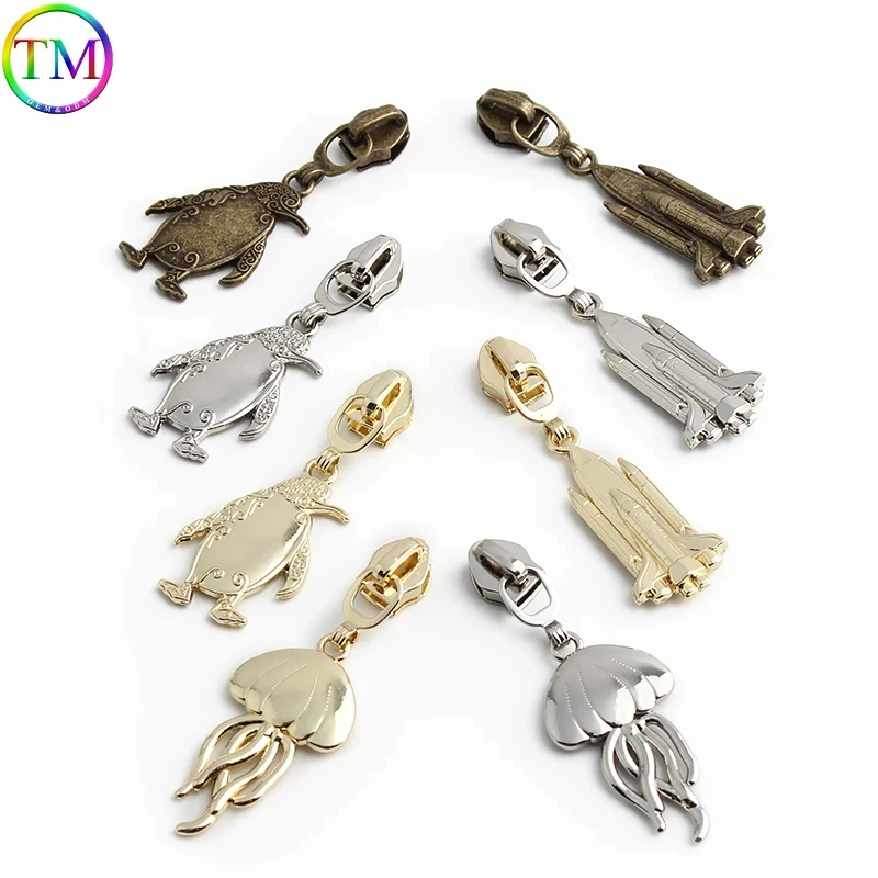 Animal Shape Metal Zipper Slider Head For Bags Purse Clothes Down Bags Zip Head Repair Zipper Buckle Bags DIY Sewing Accessorie