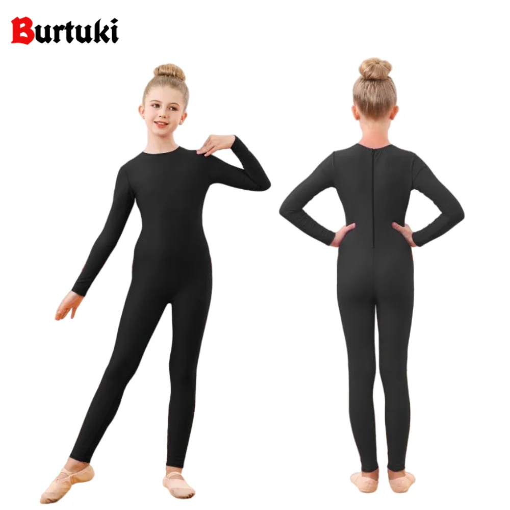 

Girls Long Sleeve Ballet Dance Unitard Gymnastics One Piece Bodysuit Kids Team Dancewear Training Performance Wear
