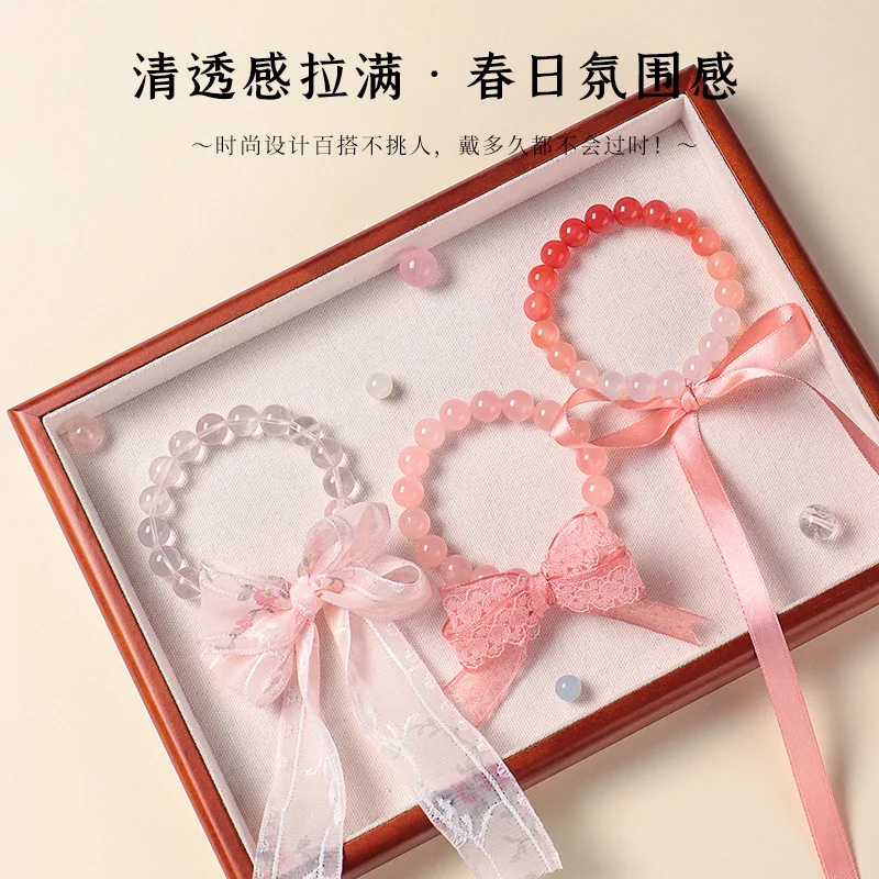 2026-new-natural-pink-crystal-beaded-bow-bracelet-for-women-fresh-sweet-yanyuan-agate-beaded-strand-bracelet-fashion-jewelry-gif
