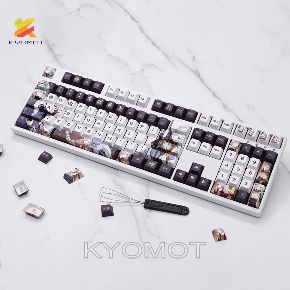 Imagem -06 - Kyomot Anime Game136 Teclas Genshin Impacto Keycaps Pbt Jogo Personagem Beleza Shenhe para Cereja mx Faça Você Mesmo Interruptor Teclado Mecânico