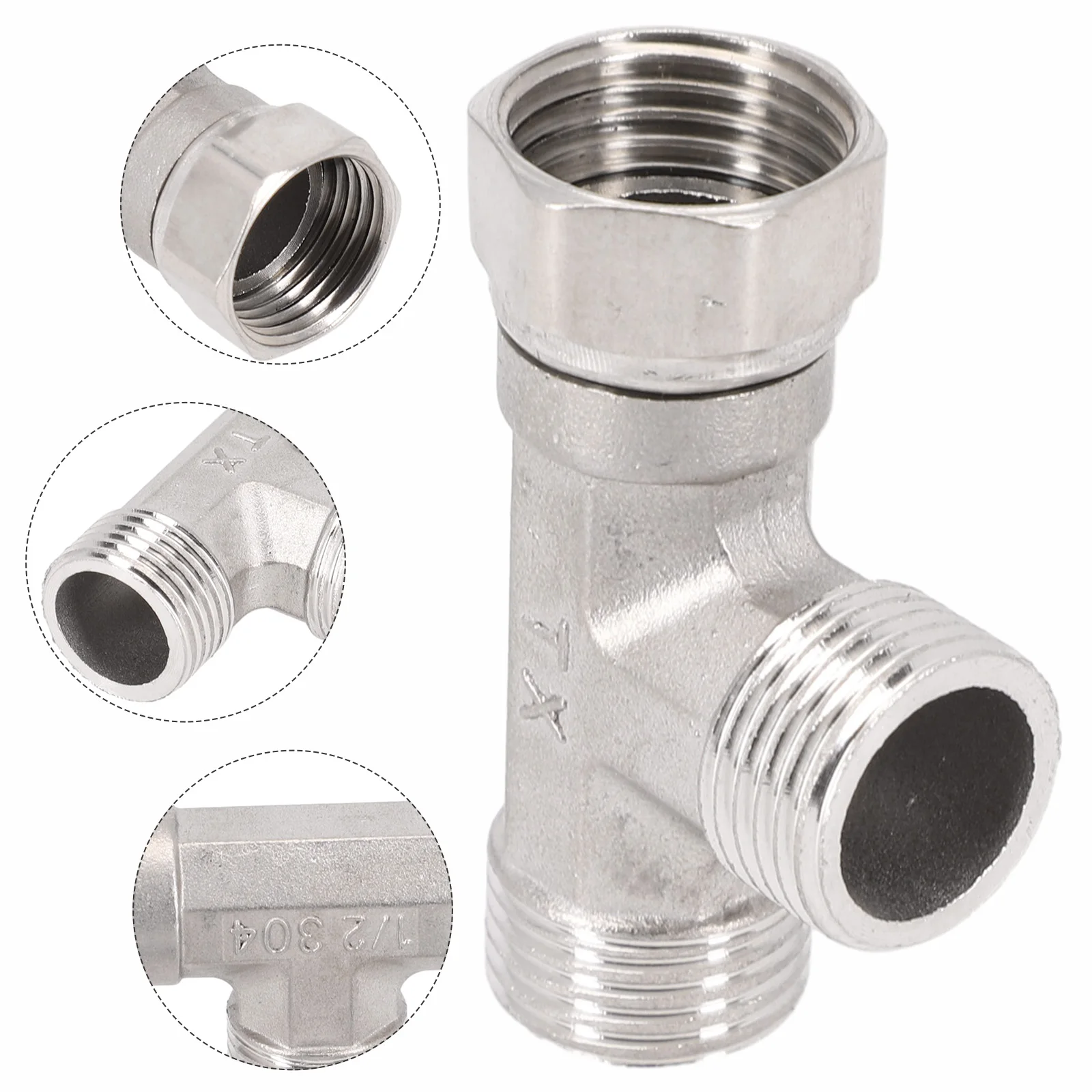 T Adapter 3 Ways Valve/For Diverter Bath Toilet/Bidet Sprayer Shower Head/G1/2 Converter Stainless Steel