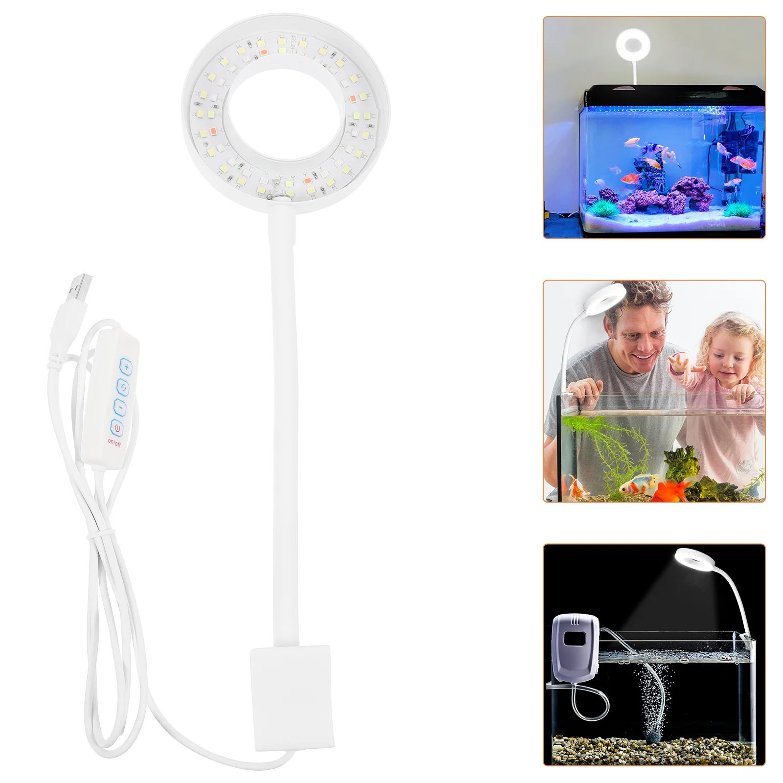 

Small Fish Tank LED Aquarium Light 360 Adjustable Arm USB Powered Energy Efficient Fish Tank Lamp LED Aquarium Light