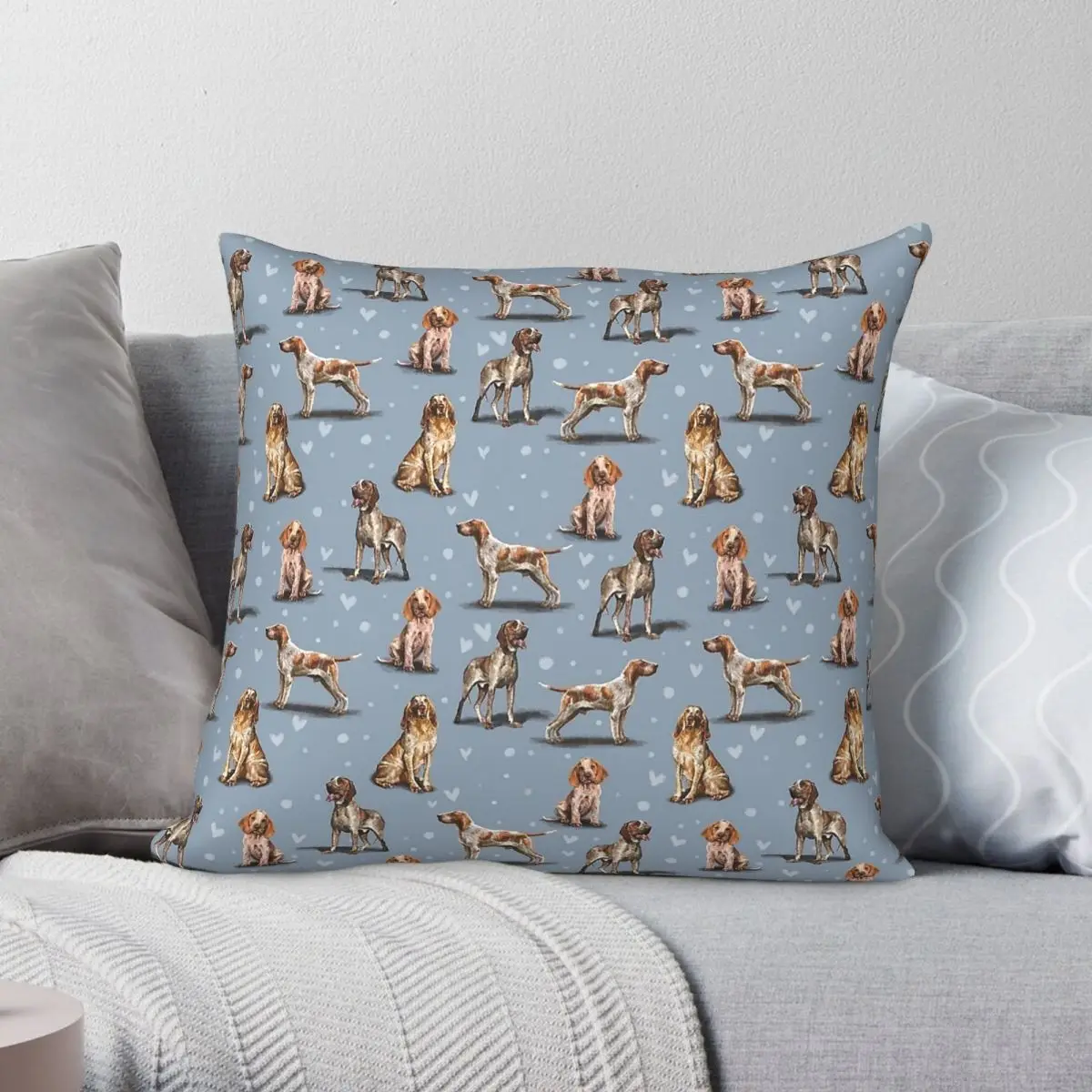 Funda de almohada cuadrada The Bracco Italiano, de poliéster, lino, terciopelo, con cremallera decorativa, funda de cojín para coche