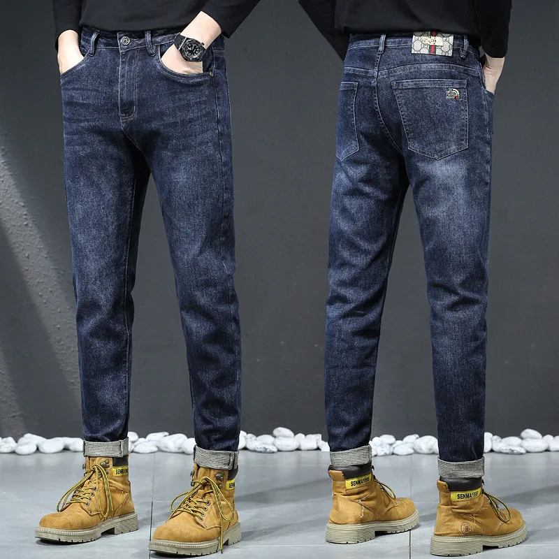 

Осенние новые мужские джинсы, корейская версия, повседневные мягкие износостойкие длинные брюки, тонкие