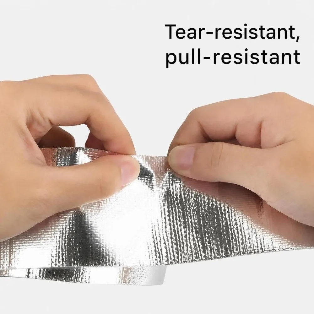 New 5/10/20M Fiberglass Aluminum Foil Tape Self-Adhesive High Temperature Aluminum Foil Tape Silver Foil Tape