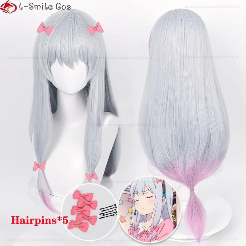 

Anime Play Izumi Sagiri Cosplay Wig 80cm Long Gradient Heat Resistant Synthetic Hair Halloween Wigs + Wig Cap