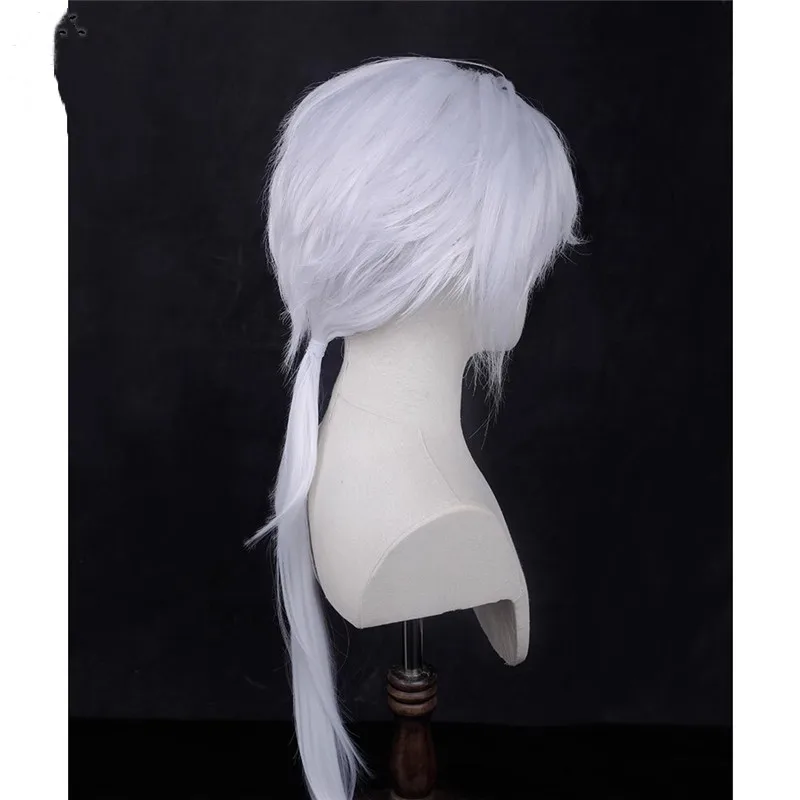 Peruca já estilo shouko tsukasa anime cos peruca sintética prata branca longa cosplay cabelo para halloween cos adereços presente