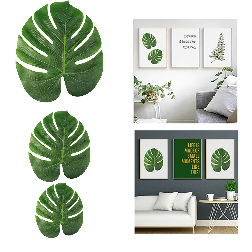 

24pcs Artificial Tropical Leaves Simulation Green Monstera Leaf For Diy Home Decor Office Wedding Party Decoration Fake Plant
