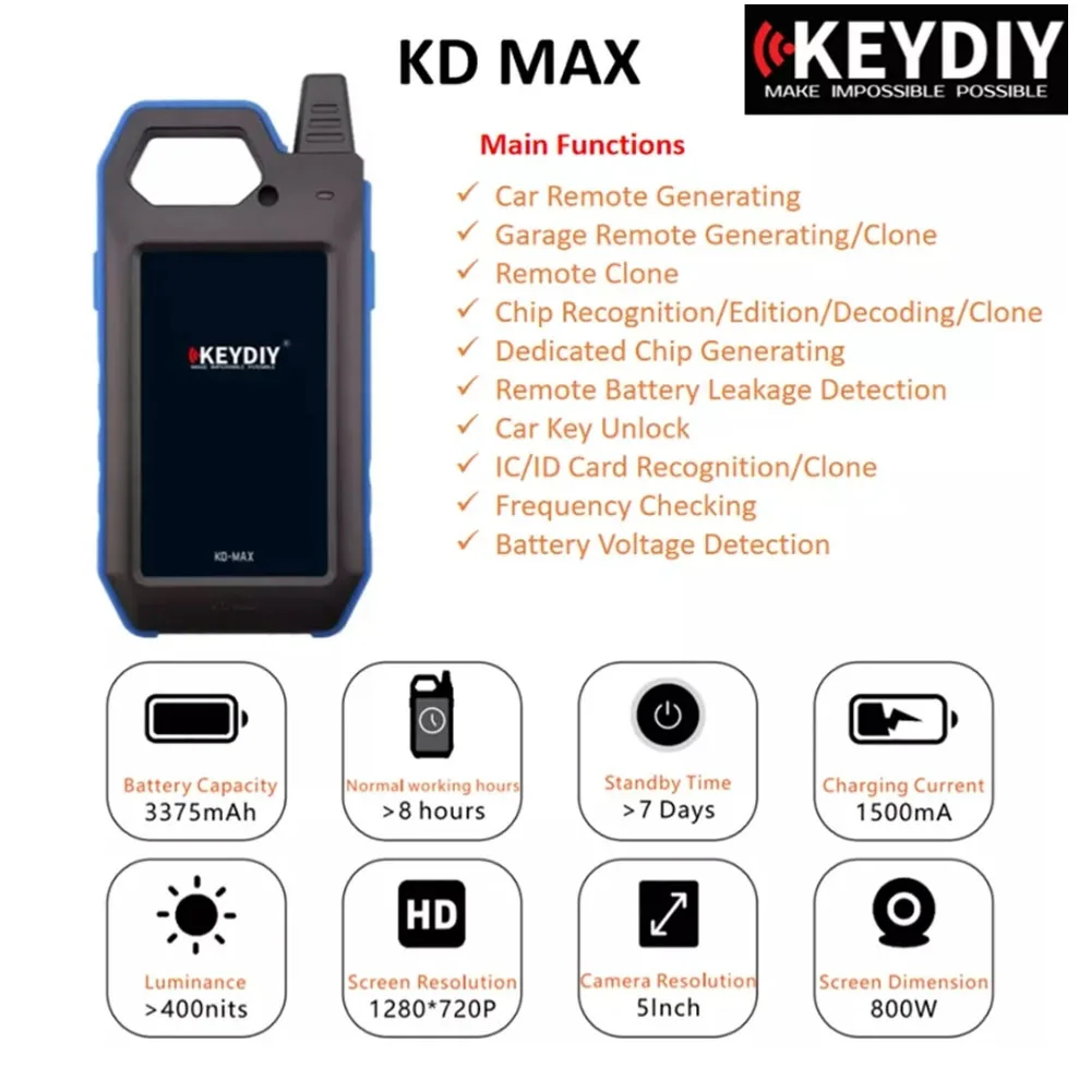 KEYDIY KD MAX أداة مبرمج المفاتيح التلقائية مولد رقاقة قارئ التردد اختبار متعدد الوظائف الذكية أونلوكر جهاز #5