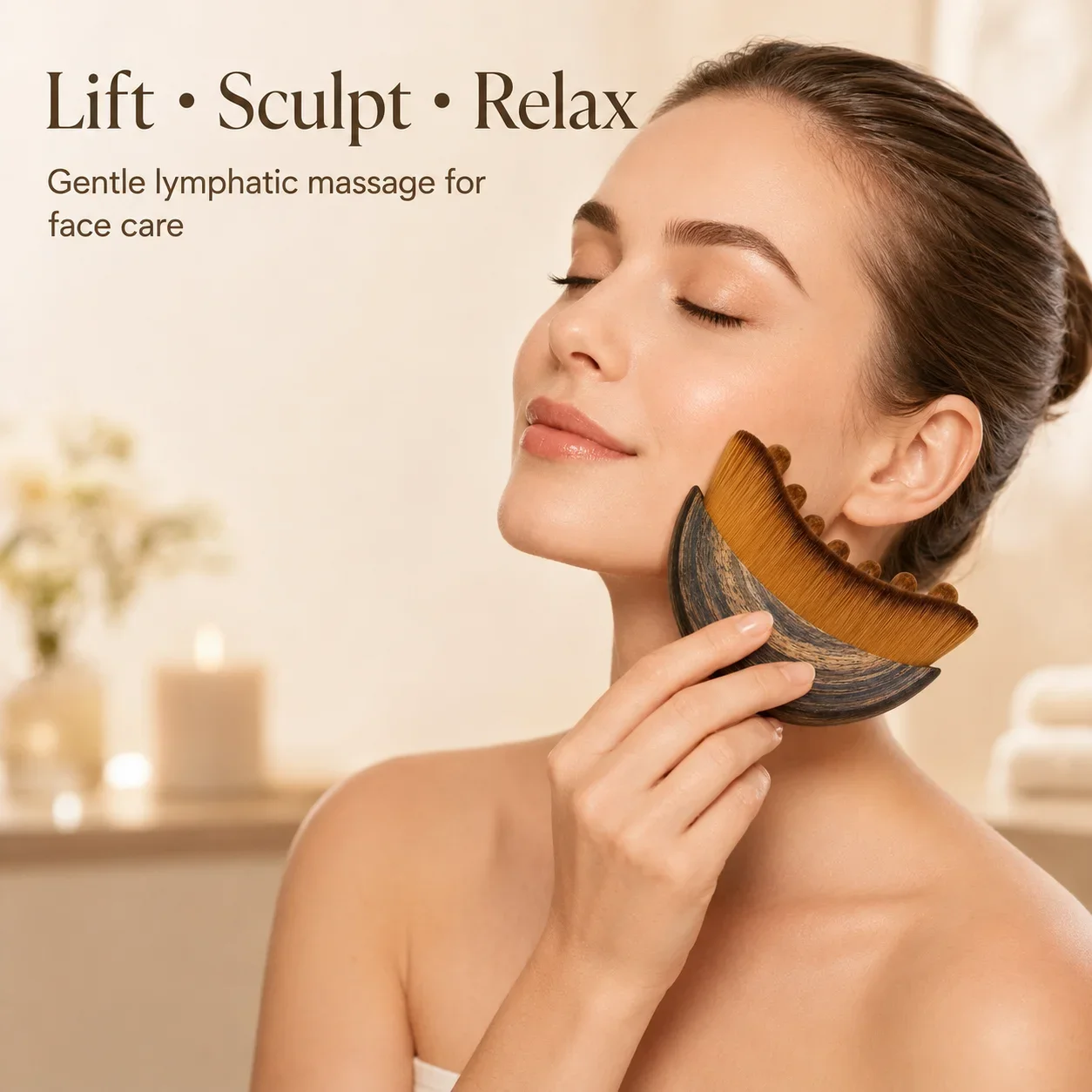 Facial Contouring Brush, Lymphatic Massage Tool for Face, Body Skin Brush for Daily Care and Relaxation
