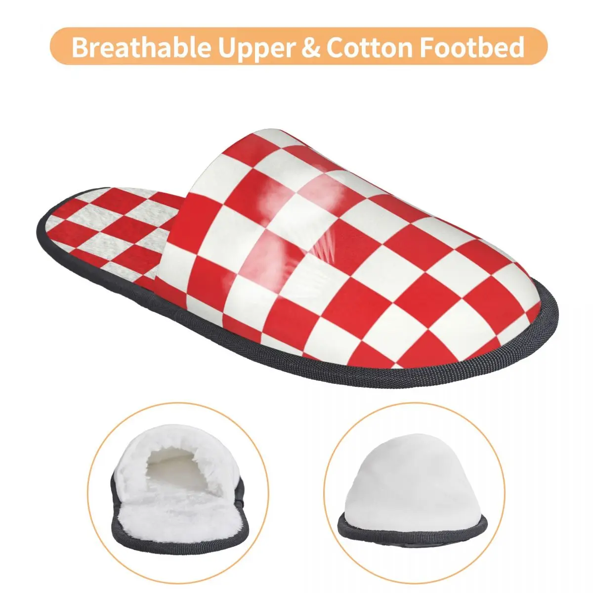 Custom Croatia Style Chess Soft Memory Foam House Slippers Women Cozy Warm Anti-skid Sole Slipper