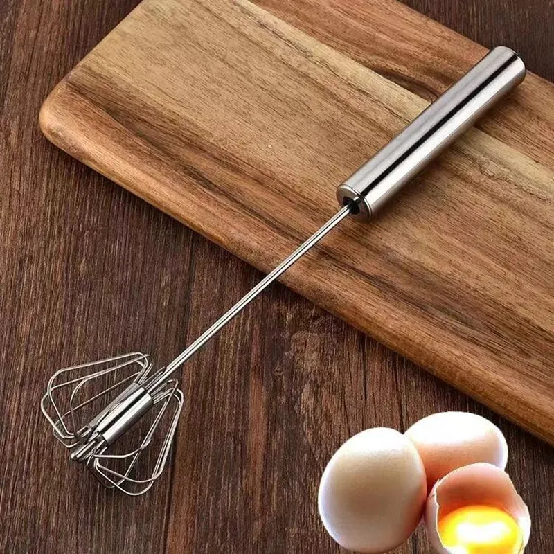 Hand Pressure Semi-automatic Egg Beater Stainless Steel Kitchen Accessories Tools Self Turning Cream Utensils Whisk Manual Mixer