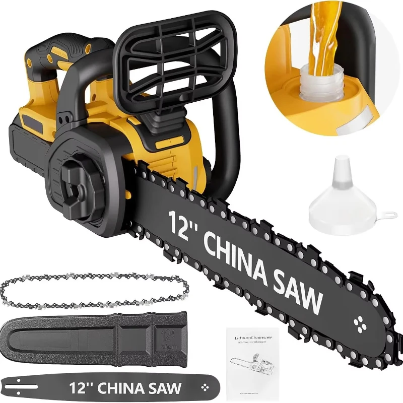 1pcs Lithium Battery Chainsaw Brushless Portable Mini Home Wood Cutting Saw One-Hand Outdoor Garden Pruning Rechargeable
