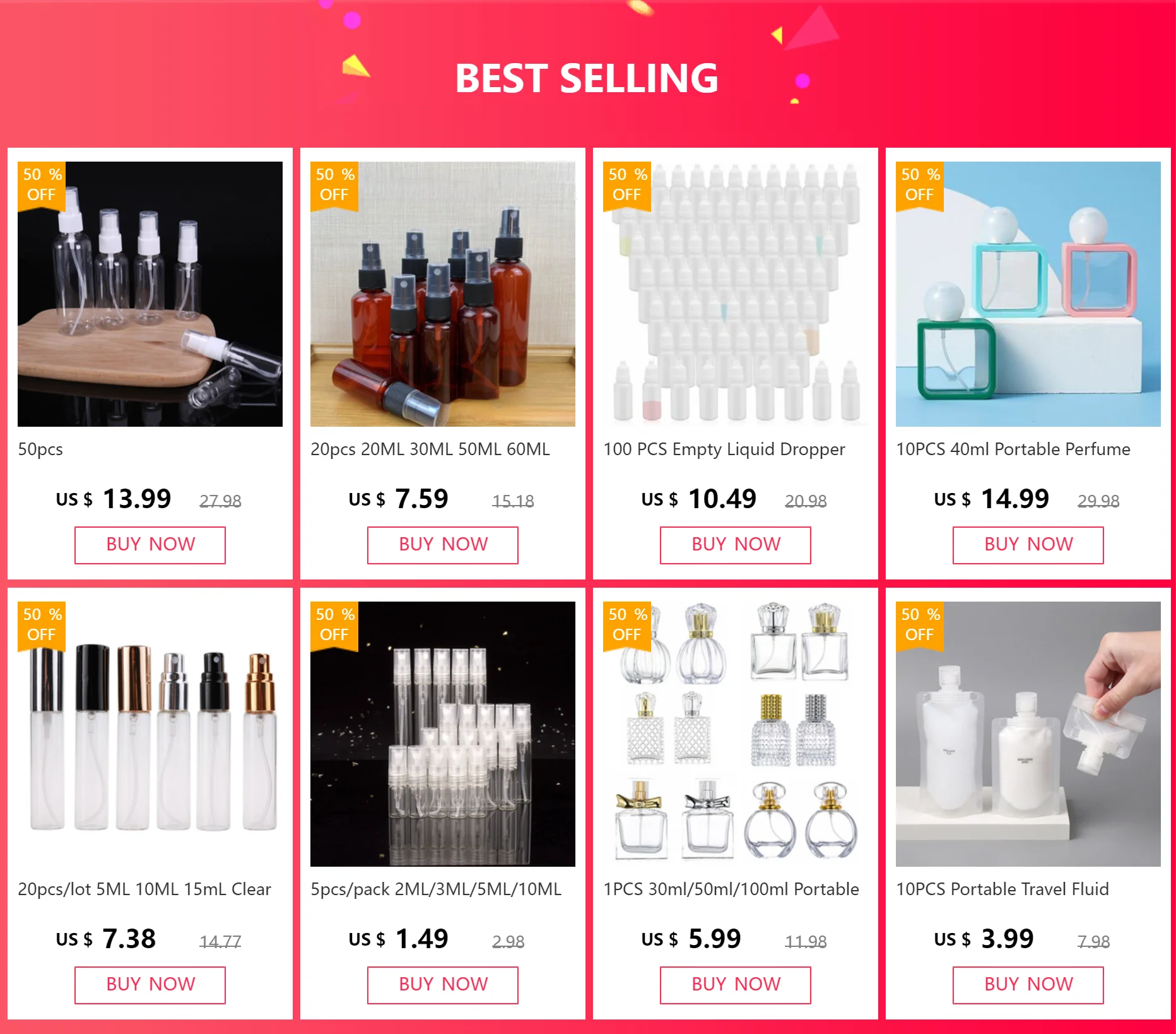 10 Stück Sprühflaschen 10ml 30ml 50ml 60ml 100ml Großhandel Leere Nachfüllbare Zerstäuber für Parfüm und Ätherische Öle Reisezerstäuber – Detail 1